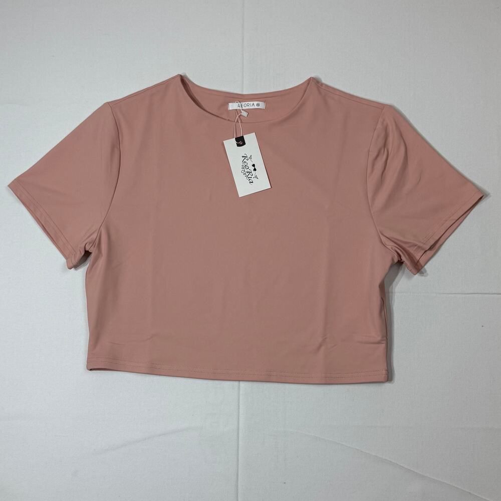 ReoRia Women’s Size 2XL Blush Pink Cropped Tee